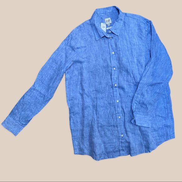 GAP Tops Gap Button Down 0 Linen Blouse In Blue Denim Color Nwt
